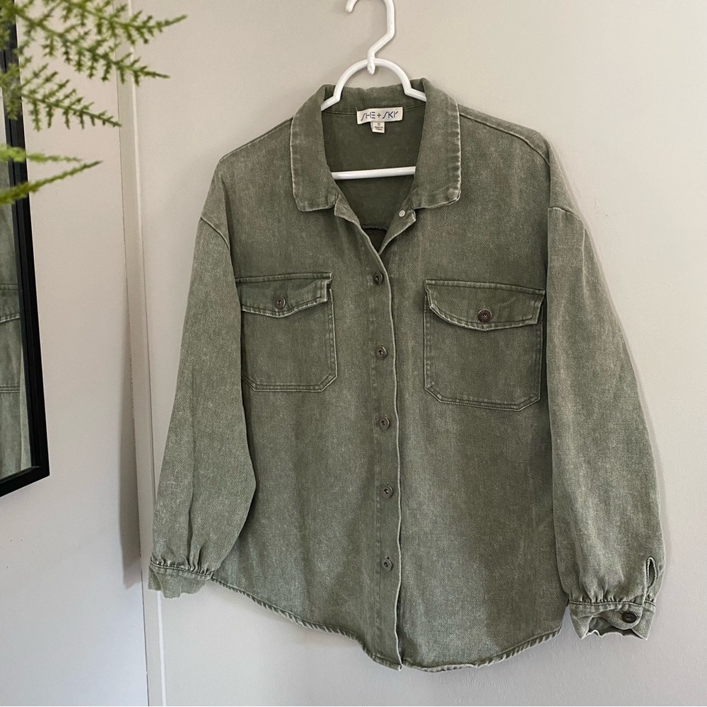 Green Button-Up Shirt
